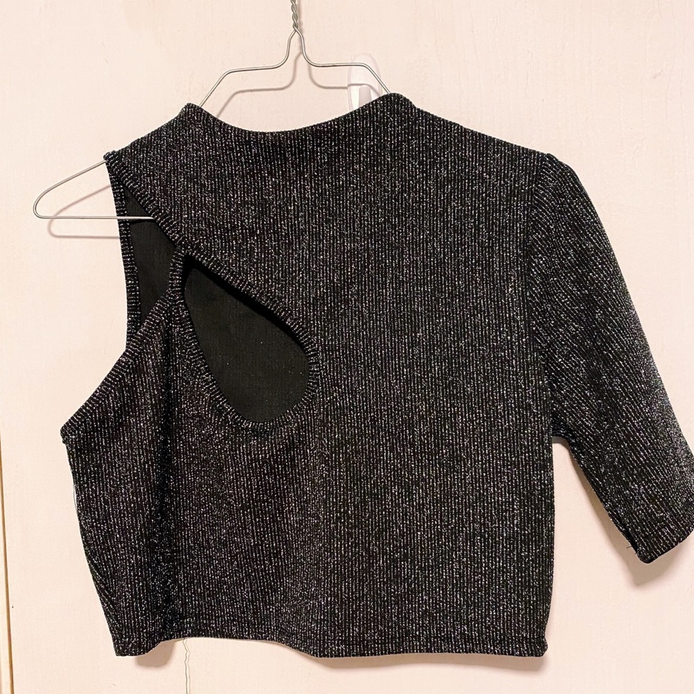 NWT Girls Metallic Black Top